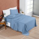 Ver imagem 3 de Jogo Cama Lençol Bouclê King Micro Percal 200 Fios C/ Laise Bordada 4 Peças - Azul Ice Blue