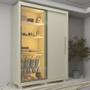 Ver mais imagens de Guarda-Roupa Solteiro 2 Portas com 1 Porta Reflectante com LED com Pés 100% MDF Royale