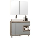 Ver imagem 1 de Conjunto Banheiro Gabinete 03 Gavetas Armário 100cm e Cuba Malbec B06 Barrique Argento - Lyam Decor