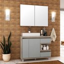 Ver imagem 2 de Conjunto Banheiro Gabinete 03 Gavetas Armário 100cm e Cuba Malbec B06 Barrique Argento - Lyam Decor