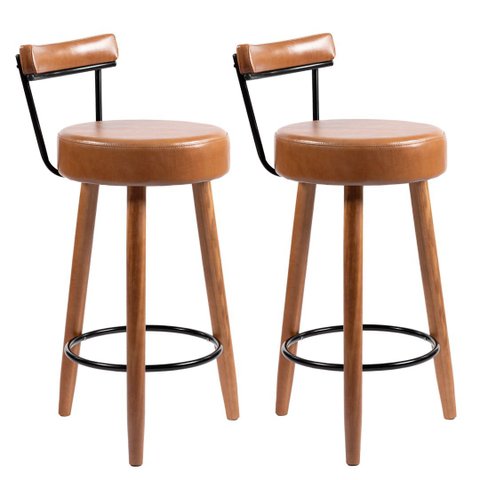 Kit 2 Banquetas Alta Clarice Balcão Bar Bancada Bistrô Gourmet Estrutura Pés Madeira Natural - Cores