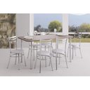 Ver imagem 1 de Conjunto Cromado Mesa Retangular 4102 Tampo MDP com 6 Cadeiras 404 Assento Estofado Branco