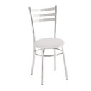Ver imagem 5 de Conjunto Cromado Mesa Retangular 4102 Tampo MDP com 6 Cadeiras 404 Assento Estofado Branco