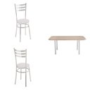 Ver imagem 2 de Conjunto Cromado Mesa Retangular 4102 Tampo MDP com 6 Cadeiras 404 Assento Estofado Branco