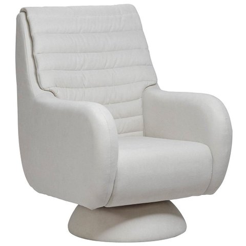 Poltrona de Amamentação Fixa Base Cone Sky D02 Linho Branco C-419 - Lyam Decor