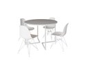 Ver imagem 2 de Mesa Industrial Base Ferro Branco em V Tampo 110cm Branco 4 Cadeiras Brancas Ferro Branco