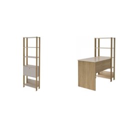 Conjunto 2 Peças Escrivaninha Match e Estante Industrial Branco - 2 Conjunto 2 Peças Escrivaninha Match e Estante Industrial Branco - 2