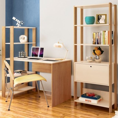 Conjunto 2 Peças Escrivaninha Match e Estante Industrial Branco