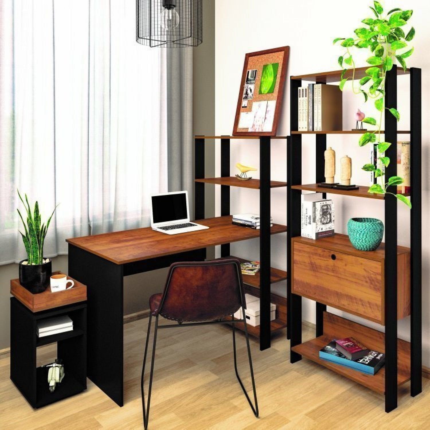 Conjunto 3 Peças Escrivaninha Match, Estante e Mesa Lateral Industrial é boa?
