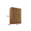 Ver imagem 4 de Guarda-Roupa Solteiro 4 Portas 2 Gavetas MDF Dinamarca Marrom/Imbuia