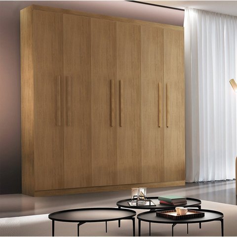 Guarda-Roupa Casal 6 Portas 2 Gavetas MDF Dinamarca Marrom/Imbuia