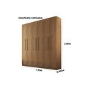 Ver imagem 4 de Guarda-Roupa Casal 6 Portas 2 Gavetas MDF Dinamarca Marrom/Imbuia