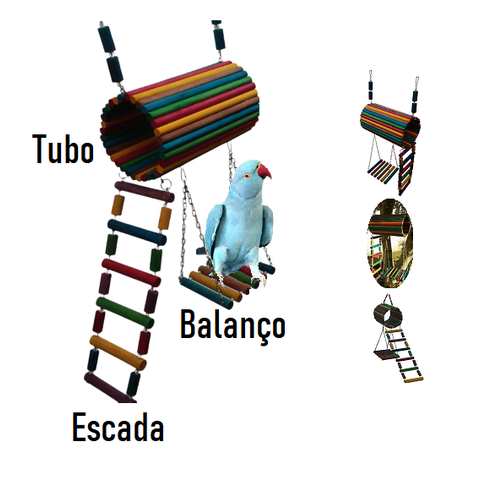 Brinquedo Aves Roedores playground toca casinha ponte escada
