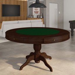 Mesa de Jogos Carteado 6 Lugares Bellagio com Gavetas e Tampo Reversível com Tecido Imbuia/verde G42 - 1