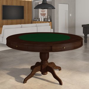 Mesa de Jogos Carteado 6 Lugares Bellagio com Gavetas e Tampo Reversível com Tecido Imbuia/verde G42