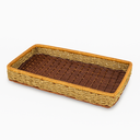 Ver imagem 2 de Cesta Retangular 36cmx22cmx4,5cm MUNDIART Revestimento Samambaia Marrom/Natural Ideal Café da Manhã
