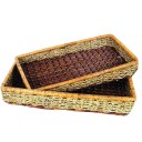 Ver imagem 1 de Cesta Retangular 36cmx22cmx4,5cm MUNDIART Revestimento Samambaia Marrom/Natural Ideal Café da Manhã 