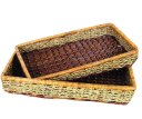 Ver imagem 1 de Cesta Retangular 36cmx22cmx4,5cm MUNDIART Revestimento Samambaia Marrom/Natural Ideal Café da Manhã