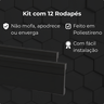 Kit 12 Barras Rodapé de Poliestireno 7cm Altura Barra 2m Cor:preto Frisado - 3