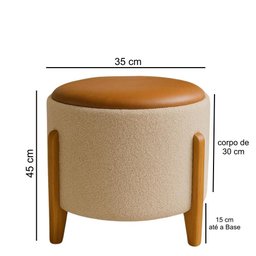 Kit 2 Puff Estrela Movelove Tecido Bouclé com Pés de Madeira - 5
