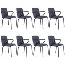 Ver imagem 1 de Kit 08 Cadeiras Estofada para Sala de Jantar com Braço Loft Preto C01 Bouclê Nuvem - Lyam Decor