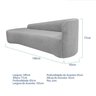 Recamier Curvo Orgânico 180cm 3 Lugares Lado Esquerdo para Sala de Estar Linho Paris - 3