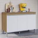 Ver imagem 2 de Balcão de Cozinha com Tampo 120cm 3 Portas Manu Amêndoa/branco - Ajl Móveis