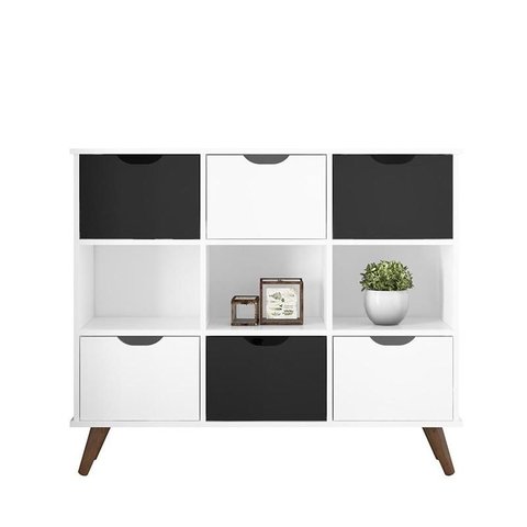 Nicho Organizador Retro Branco com 6 Gavetas Branco/Preto 108 x 92,5cm - FdECOR