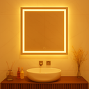 Ver imagem 4 de Espelho Quadrado 60x60 cm Jateado LED 3 Cores Touch Moderno