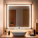 Ver imagem 5 de Espelho Quadrado 60x60 cm Jateado LED 3 Cores Touch Moderno