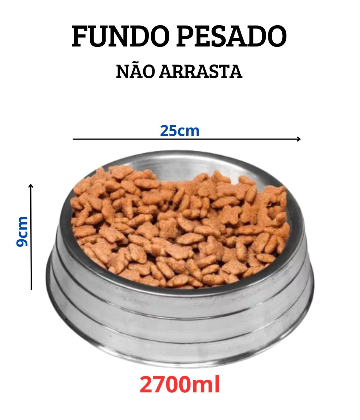 Comedouro Bebedouro Gigante Alumínio Pesado Pets 2700ml Jjb - 4