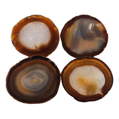 Porta Copos Ágatas Naturais Silicone Base(10a14 Cm) - 4 Un