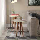 Ver imagem 1 de Kit 2 Mesinha Mesa Lateral Apoio Redondo Pés Palito Quarto Mesa de Cabeceira Slim Off White