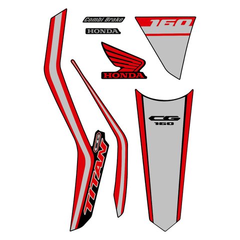 Kit Adesivo Faixa Protetor Cg Titan 160 Cinza e Vermelho Ano 2018 a 2021 Cobra Motoparts