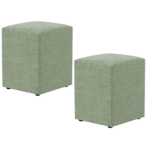 Kit 02 Puffs Quadrado Decorativo Sala De Estar L02 Bouclê Oliva - Lyam Decor