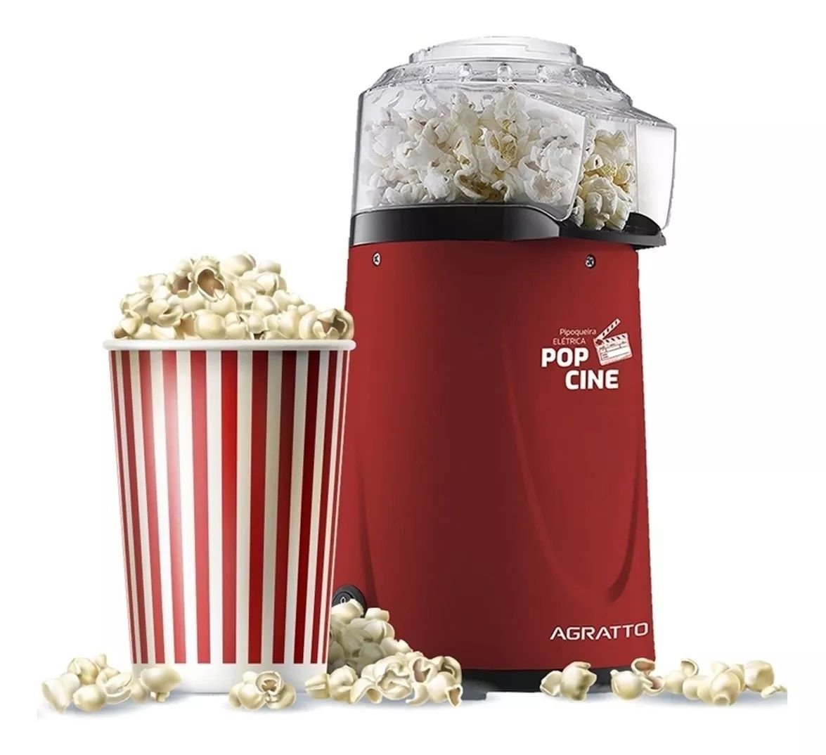 Pipoqueira Elétrica sem Óleo Pop Cine Vermelha Agratto Pp01 220v