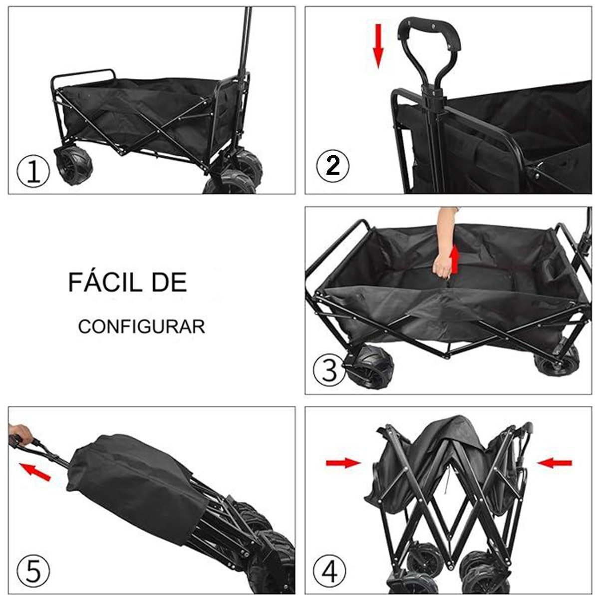 Carrinho Vagao Utilitario Carga Roda Grande Dobravel Caçamba Armazenamento Grande Capacidade Terreno - 13