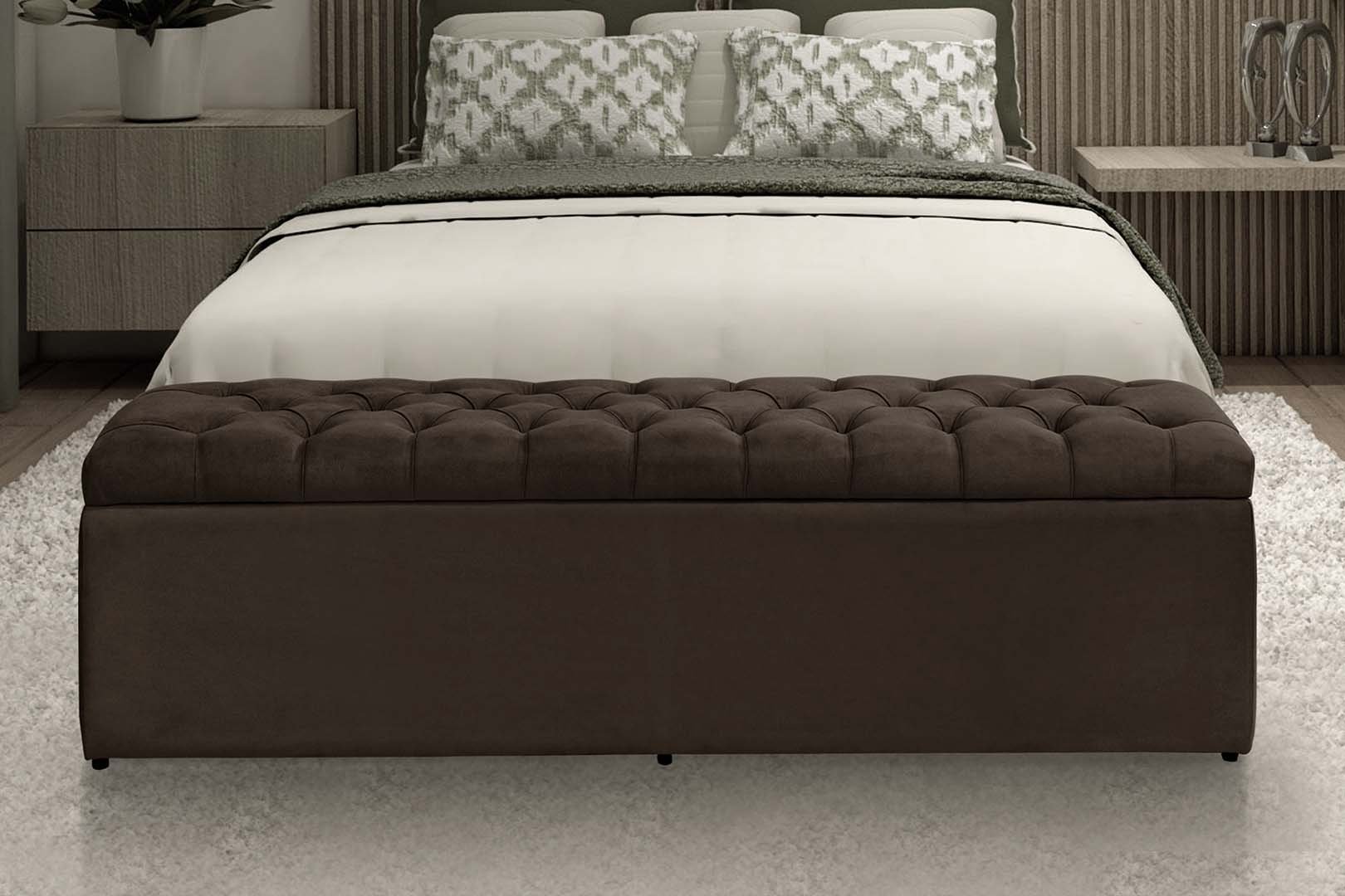 Baú Recamier Imperatriz Calçadeira Para Quarto Cama Solteiro Suede Marrom 100cm - 2