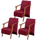 Ver imagem 1 de Kit 3 Poltronas Venus 1 Lugar Braço Madeira Maciça Tecido Suede Unidecor Bordô