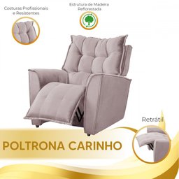 Poltrona Reclinavel do Mamãe Carinho Tecido Veludo Rosê - 7