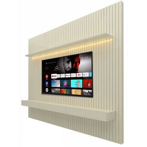 Home Suspenso 2.3 Ripado com LED Nobre Off White - Gelius Móveis