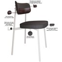 Ver imagem 7 de Kit 02 Cadeiras Estofada para Sala de Jantar Astrid Branco C01 Linho Preto Courino Café - Lyam