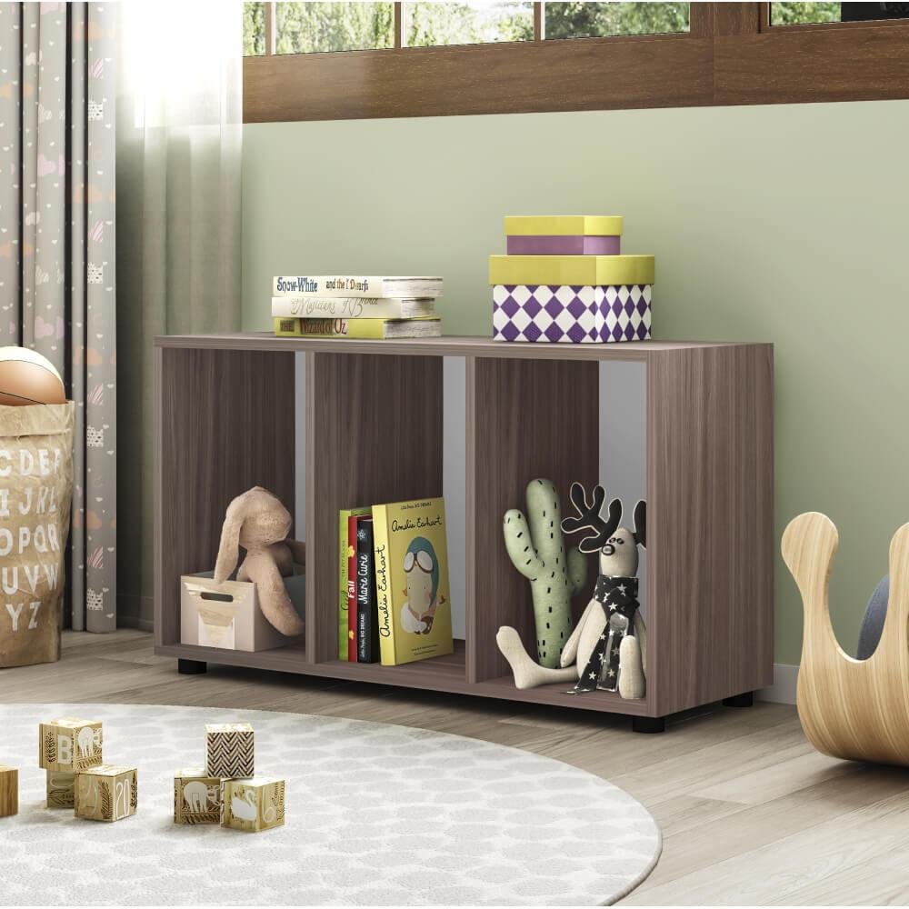 Organizador Infantil Montessoriano Single Ii 3 Nichos - Carvalho - 1