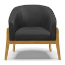 Ver imagem 5 de Poltrona Decorativa Stella Corino Preto Base Madeira Fixa para Sala Castanho - D'rossi