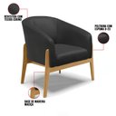 Ver imagem 3 de Poltrona Decorativa Stella Corino Preto Base Madeira Fixa para Sala Castanho - D'rossi