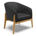 Ver imagem 2 de Poltrona Decorativa Stella Corino Preto Base Madeira Fixa para Sala Castanho - D'rossi