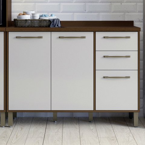 Balcão de Cozinha com Tampo 3 Portas 2 Gavetas 120 cm Áustria Valdemóveis