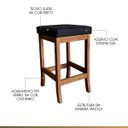 Ver imagem 3 de Kit 2 Banquetas Médias Barcelona para Bancada 64 cm Madeira Maciça Suede Preto CCS