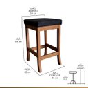 Ver imagem 2 de Kit 2 Banquetas Médias Barcelona para Bancada 64 cm Madeira Maciça Suede Preto CCS