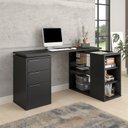 Ver imagem 1 de Mesa para Escritório em L com Diretor 2 Gavetas 160cm BRV Móveis Preto